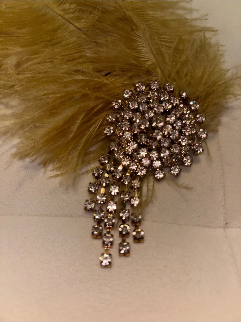 Gold Feather and Crystal Bridal Hair Clip